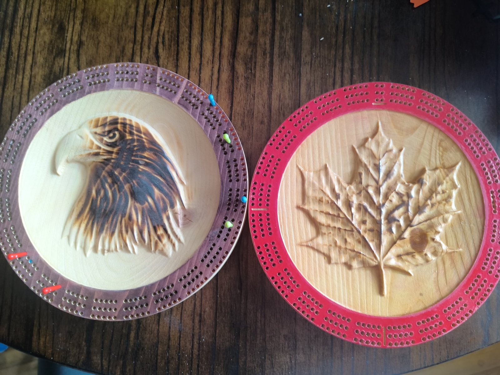 Two cribbage boards up for trade.